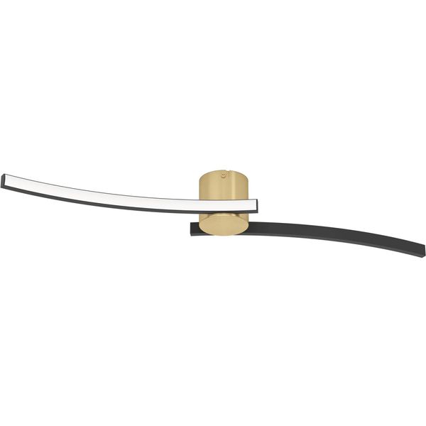 Eglo Deckenleuchte "Aieta Deckenlampe Schwarz Messing, BüRolampe, Led Lampe, Leuchte", Schwarz, 1, H: 8Cm, 1 Stk., Leuchten, Wand-/Deckenleuchte - L72 X B13 X H8 Cm - 12W Inkl., Deckenleuchte-image