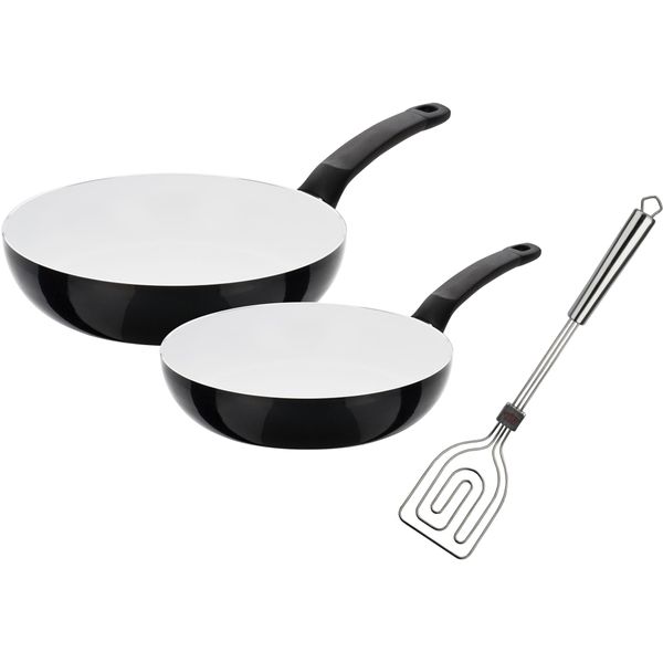 Pfannen-Set Gsw "Ceramica Blanca", Schwarz, Ø:28Cm, Pfannen, Induktion-image