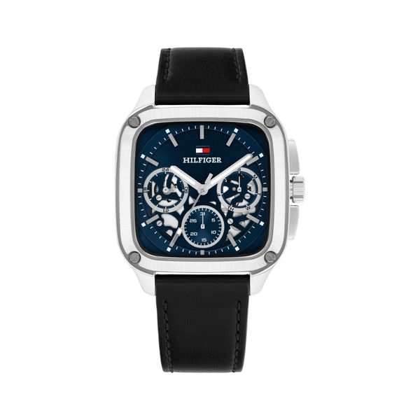 Multifunktionsuhr Tommy Hilfiger "Herald Skeleton", Schwarz, Blau, Armbanduhren, Herren, Quarzuhr, Armbanduhr, Herrenuhr, Lederarmband, Analog-image