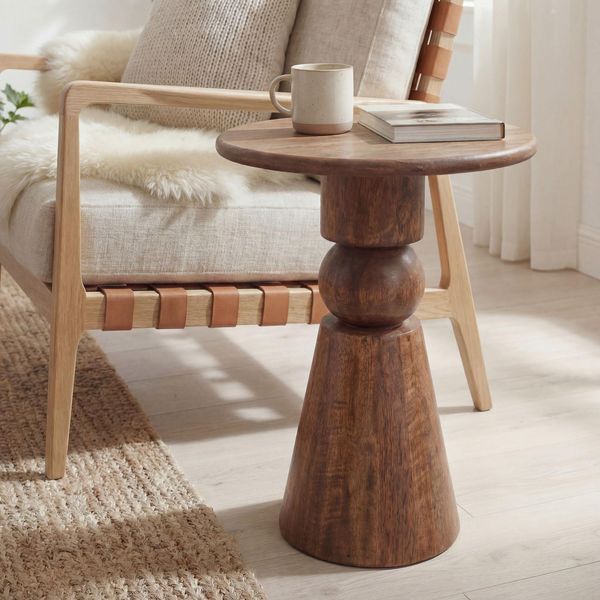 Beistelltisch Massivholz 35Cm Couchtisch Wohnzimmertisch Dekotisch Rund Tisch-image