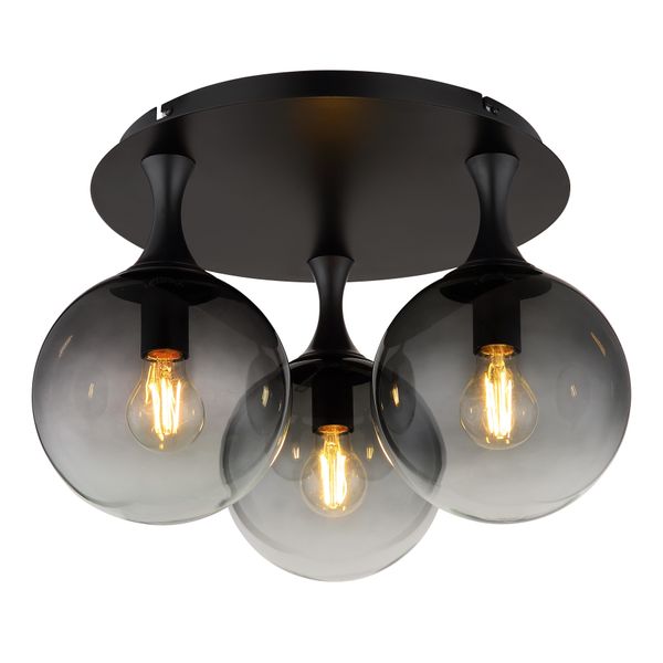 Globo Lighting Deckenleuchte "Dalton", Schwarz Matt, Ø 46Cm H: 32,7Cm, 1 Stk., Leuchten, Deckenlampe Wohnzimmer-Leuchte Schlafzimmer-Leuchte Flur KüChe, Deckenleuchte-image