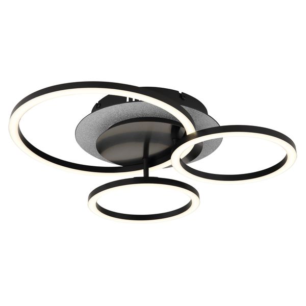 Globo Lighting Deckenleuchte "Norberto", Schwarz Matt, 1, H: 11,5Cm, 1 Stk., Leuchten, Deckenleuchte Schwarz/Silber, Ringe/Backlight, Led 40W, Deckenleuchte-image