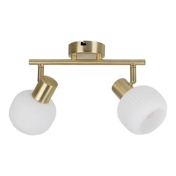 Näve Deckenleuchte "Learta", Gold (Goldfarben), 2, Ø 10Cm H: 18,5Cm, 1 Stk., Leuchten, Spot, Exkl. E14, Messing Matt, Glas Weiß Opal, Deckenleuchte-image