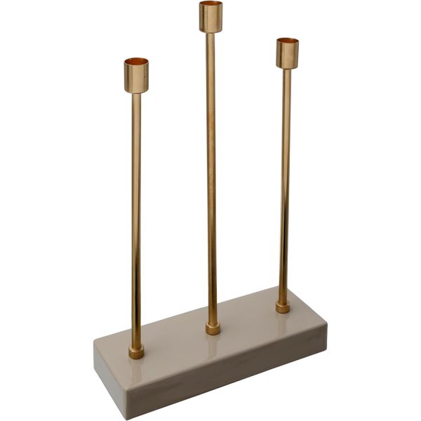 KerzenstäNder Kayoom "Kerzenhalter Art Deco 325", Grau (Taupe, Goldfarben), B:9Cm H:39,5Cm T:26Cm Ø:0Cm, Metall, Kerzenhalter-image