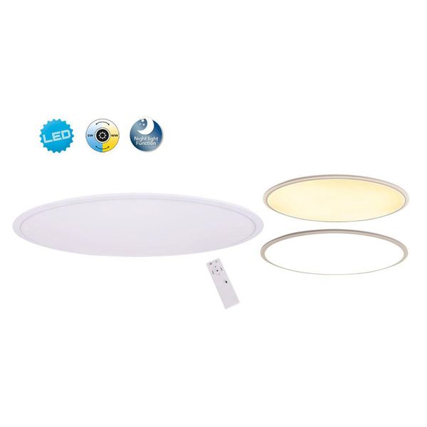 NÄVe Led Deckenleuchte "Amalfi", Weiß, 1, H: 5,5Cm, 1 Stk., Leuchten, Oval, Dimmbar Und Nachtlichtfunktion Mittels Fernbedienung, Cct, Led Deckenleuchte-image