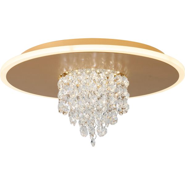Searchlight Led Deckenleuchte "Deluge-Led-Deckenleuchte, Metall Mit Kristallglas", Energieeffizienz: G (A-G), Goldfarben, H: 15Cm, 1 Stk., Leuchten, Led Deckenleuchte-image