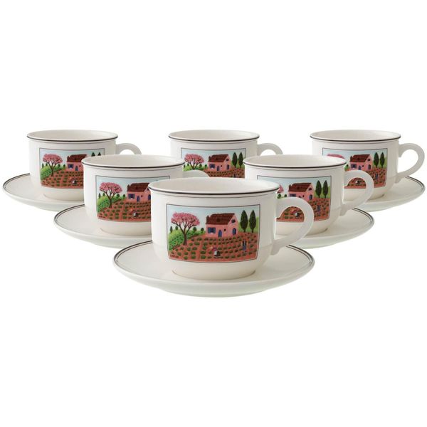 Tasse Villeroy & Boch "Teetassen Mit Untertassen Design Naif 250 Ml 6Er Set Bunt", Bunt, Porzellan, TrinkgefäßE, Tasse-image