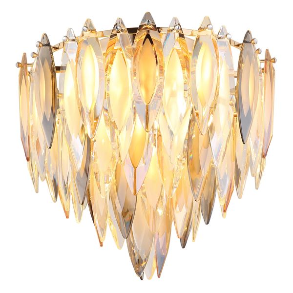 Globo Lighting Deckenleuchte "Elinor", Gold (Goldfarben), 5, Ø 40Cm H: 36Cm, 1 Stk., Leuchten, Deckenleuchte Gold, K9 Kristalle Rauch/Champagner/Klar, E14, Deckenleuchte-image
