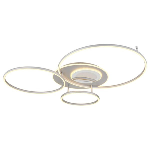 Globo Lighting Deckenleuchte "Johnson", Silberfarben, 1, Ø 48Cm H: 13Cm, 1 Stk., Leuchten, Smarte Led-Deckenleuchte, Dimmbar, Fernbedienung, Flexibel, Deckenleuchte-image