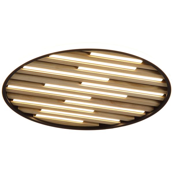 Searchlight Led Deckenleuchte "Equalise Led Deckenleuchte, Mattschwarz Und Holz", Energieeffizienz: G (A-G), Schwarz, H: 5,5Cm, 1 Stk., Leuchten, Led Deckenleuchte-image