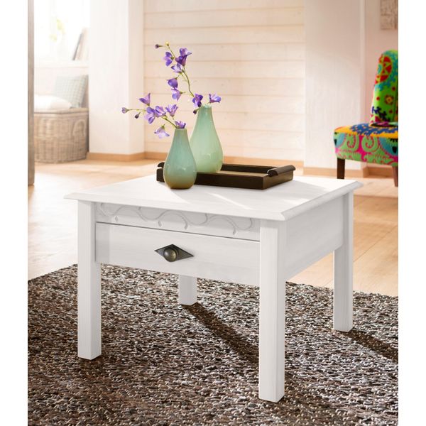 Couchtisch Otto Home "Laura", Weiß, B:60Cm H:42Cm T:60Cm, Tische, Couchtisch, 60/60 Cm, Mit Einer Schublade, ZusäTzlicher Stauraum-image