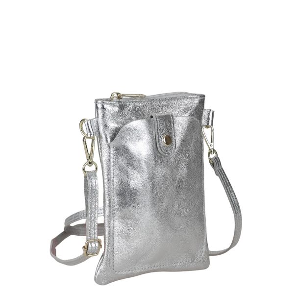 UmhäNgetasche "Partypal", Damen, Gr. B/H/T: 21Cm X 14Cm X 3Cm Onesize, Silber, Leder, Collezione Alessandro, Taschen UmhäNgetasche, Aus Leder, Made In Italy-image