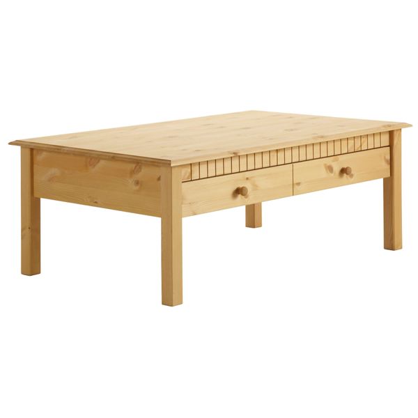 Couchtisch Otto Home "Lisa", Beige (Natur Gebeizt, Gewachst), B:110Cm H:42Cm T:70Cm, Tische, Couchtisch, Mit GroßEr Schublade, Breite 110 Cm, Landhausstil-image