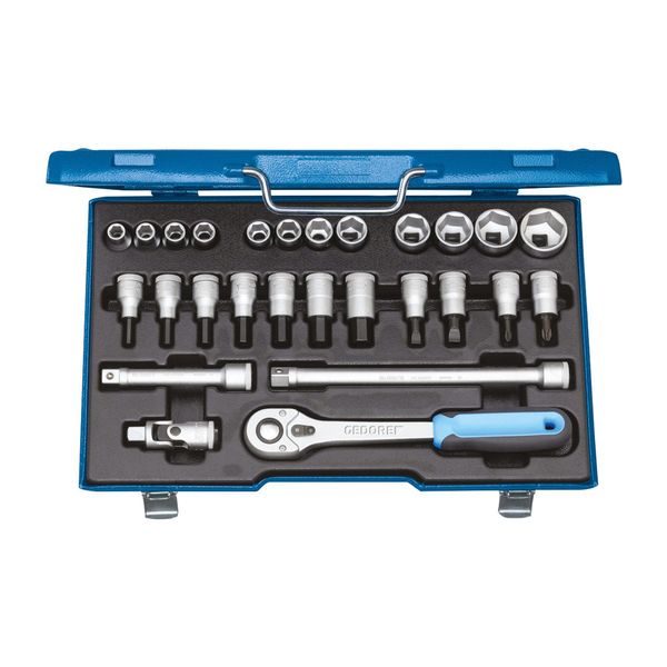 Gedore SteckschlüSselsatz, Set 27-Teilig, 6-Kant, 1/2 Zoll, 10-32Mm, Werkzeug, NüSse Knarre, FüR Kfz, 19 Imu 10 (6139750)-image