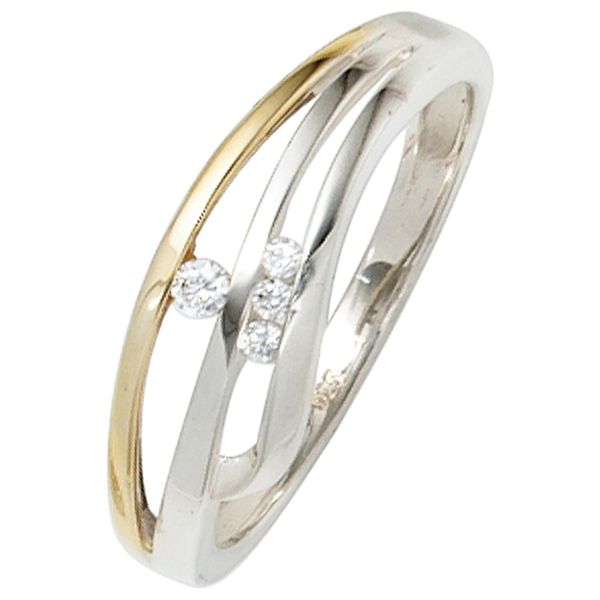 Silberring Jobo Gr. 54, Silber (Silber 925), Fingerringe, Damen, 54, Silber 925 (Sterlingsilber), Silberring, 925 Silber Bicolor Vergoldet Mit Zirkonia-image