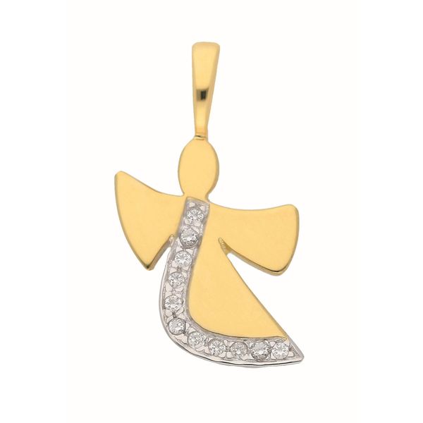 KettenanhäNger Adelia´S "EngelanhäNger 585 Gold ( 14K ) Mit Zirkonia", Silber, SchmuckanhäNger, Damen, Mit Zirkonia, Gold, KettenanhäNger, GoldanhäNger Engel-image