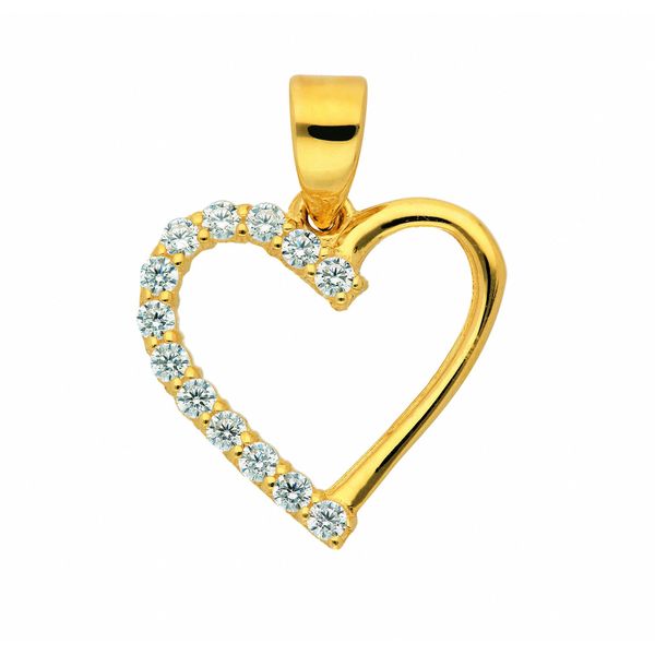 KettenanhäNger Adelia´S "HerzanhäNger 333 Gold ( 8K ) Mit Zirkonia", Gold, SchmuckanhäNger, Damen, Mit Zirkonia, Gold, KettenanhäNger, GoldanhäNger Herz-image