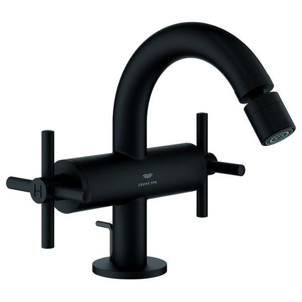 Grohe 2-Griff-Bidetbatterie Atrio 24353, Kreuz-Griff Phantom Black, 24353KF0 24353KF0-image