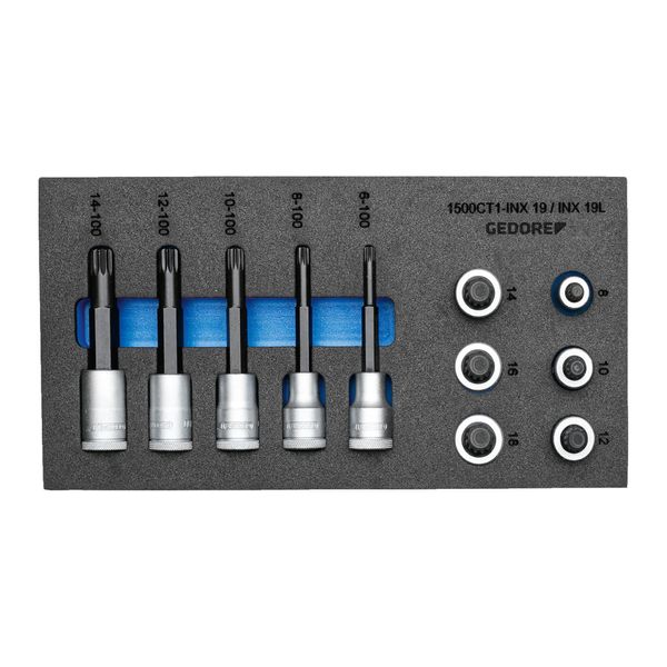 Gedore 1500 CT1-INX 19 Lk Satz SchraubendrehereinsäTze 1/2" In Check-Tool-Modul (2957957)"-image