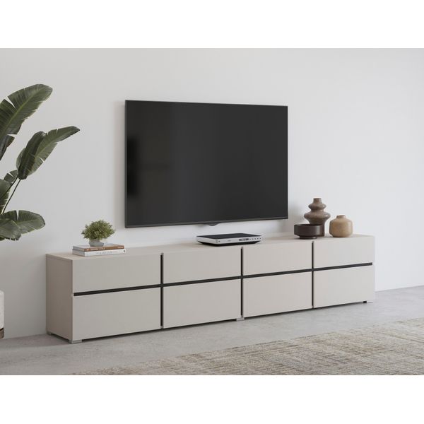 Lowboard Otto Home "Cross,Breite 225 Cm, Moderne Grifflose Tv-Kommode", Kaschmir, B:225Cm H:48,2Cm T:40Cm, Sideboards, Lowboard, Tv-Schrank Mit Viel Stauraum, Tv-Board-image