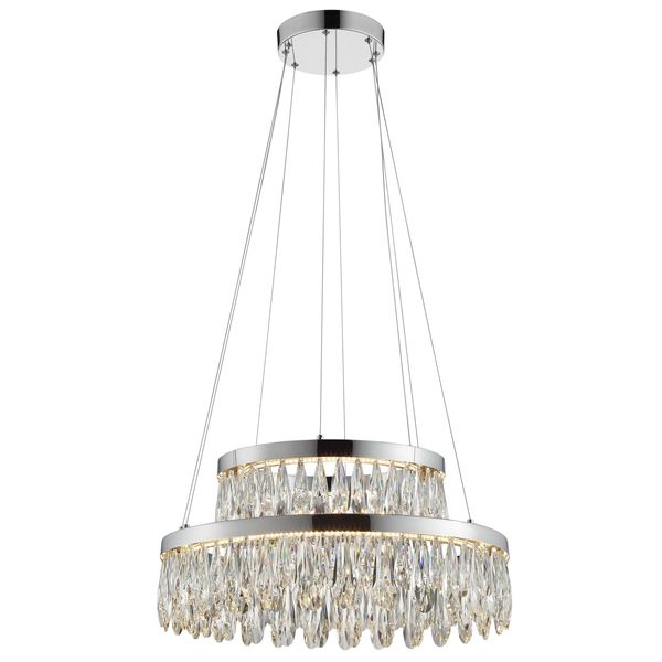 Lumicouture LED Pendelleuchte "Celestia", Silber (Chromfarben, Kristallklar), 1, Ø 60Cm, 1 Stk., Leuchten, H. 150 Cm, 2700 K, K9-Kristalle, Dimmbar, LED Pendelleuchte-image