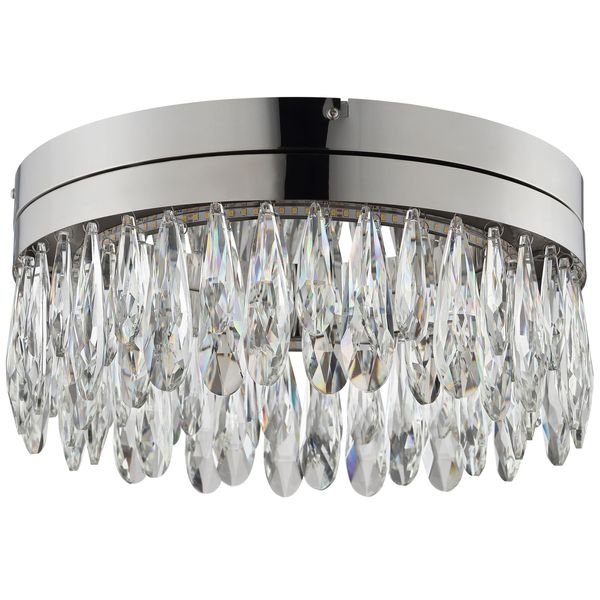 Lumicouture Led Deckenleuchte "Celestia", Chromfarben, Kristallklar, 1, Ø 40Cm H: 18Cm, 1 Stk., Leuchten, Ø 40 Cm, 3300 Lm, 2700 K, K9- Kristalle, Memoryfunktion, Led Deckenleuchte-image