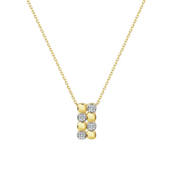 Kette Mit AnhäNger Vivance "925 Sterling Silber Vergoldet Und Rhodiniert Zirkonia", Gelb, Halsketten, Damen, 45Cm, Silber 925 (Sterlingsilber), L: 45 B: 10Mm, GläNzend, B:10Mm-image