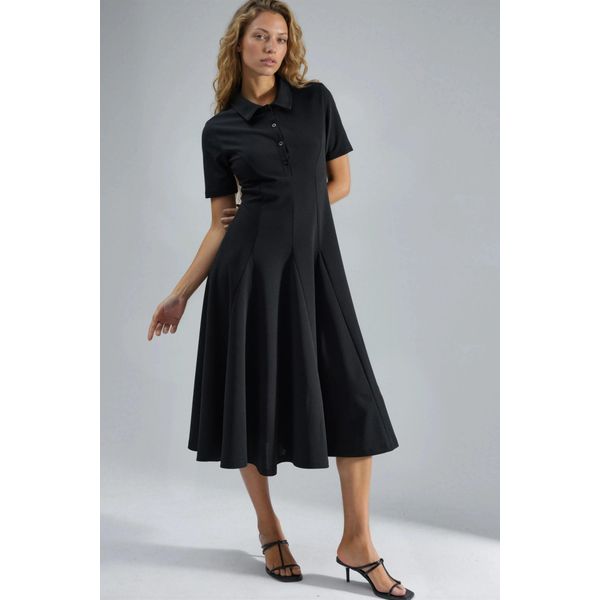 Midi A-Linien-Kleid Mit Hemdkragen-image