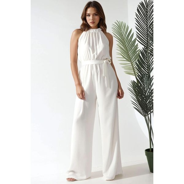 Weit Geschnittener Jumpsuit Mit Halterneck-image