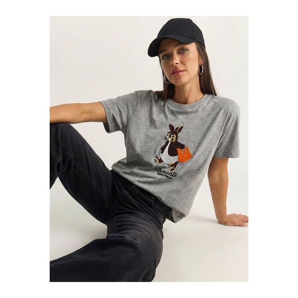 Besticktes Rundhals-T-Shirt-image