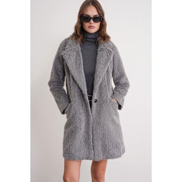 Strukturierter Langer Mantel Mit Kragenjacke-image