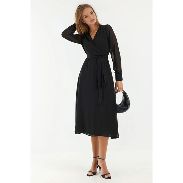 Doppelreihiges A-Linien TüLl-Midikleid Mit TaillengüRtel-image