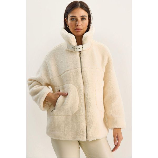Oversized PlüSch Strick Pufferjacke Mit ReißVerschluss-image