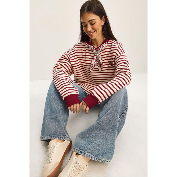 Gestreiftes Kapuzen-Sweatshirt Mit Kordelzug-image