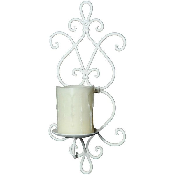 Wandkerzenhalter Ambiente Haus "Increto Wandleuchte 36Cm", Weiß, B:18Cm H:37Cm T:11Cm, Schmiedeeisen, Kerzenhalter-image