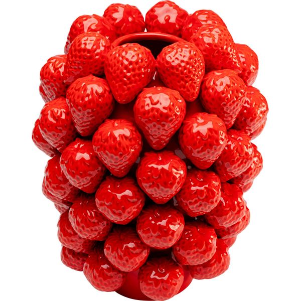 Tischvase Kare Design "Vase Strawberries", Rot, B:25Cm H:30Cm T:25Cm, Porzellan, Vasen-image