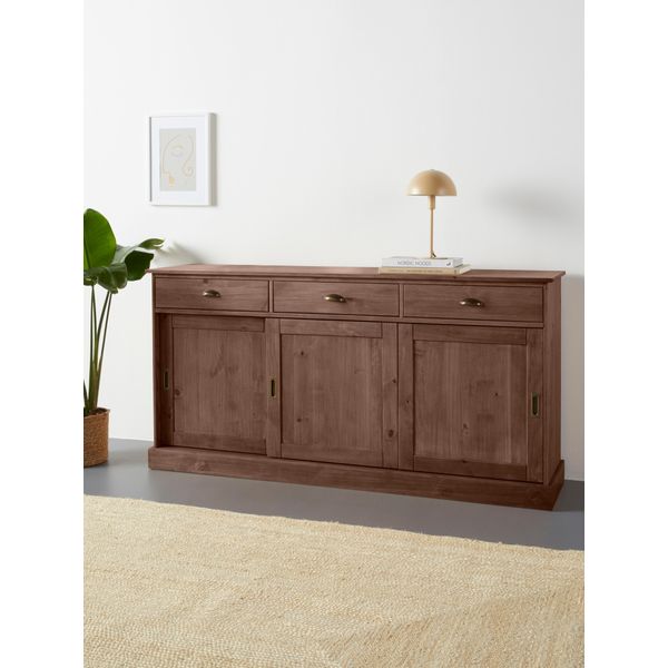Sideboard Otto Home "SchröDer", Braun, B:170Cm H:85Cm T:40Cm, Fsc-Zertifiziertes Massivholz, Sideboards, Sideboard, Kommode, 3 SchiebetüRen, 3 Schubkasten, Aus Massivem Kiefernholz-image