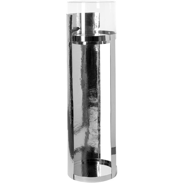 Windlicht Fink "Maniac", Silber (Silberfarben), H:102Cm Ø:30Cm, Edelstahl, Glas, Kerzenhalter, Windlicht, Kerzenhalter, SäUle Aus Edelstahl, Mit Glaszylinder-image