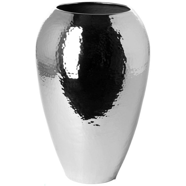 Dekovase Fink "Malana", Silber (Silberfarben), H:26Cm Ø:17Cm, Eisen, Vasen, GehäMmert, Handarbeit, Unikatcharakter, Vernickelt, Wasserdicht-image