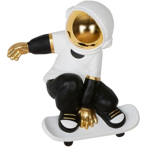 Wanddekoobjekt Gilde "Wandobjekt Astronaut Skateboard Schwarz; Weiß H. 44,5 Cm", Schwarz-Weiß (Schwarz, Weiß), B:38,5Cm H:44,5Cm T:14Cm, Kunstharz, Wanddekoobjekte-image