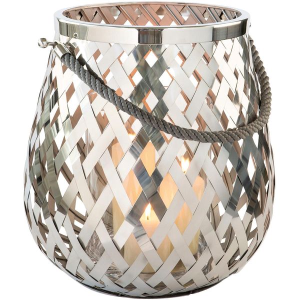 Windlicht Fink "Otis", Silber (Silberfarben), H:45Cm Ø:45Cm, Edelstahl, Glas, Kerzenhalter, Windlicht, Laterne Aus Edelstahl Und Glas, HöHe Ca. 45 Cm-image