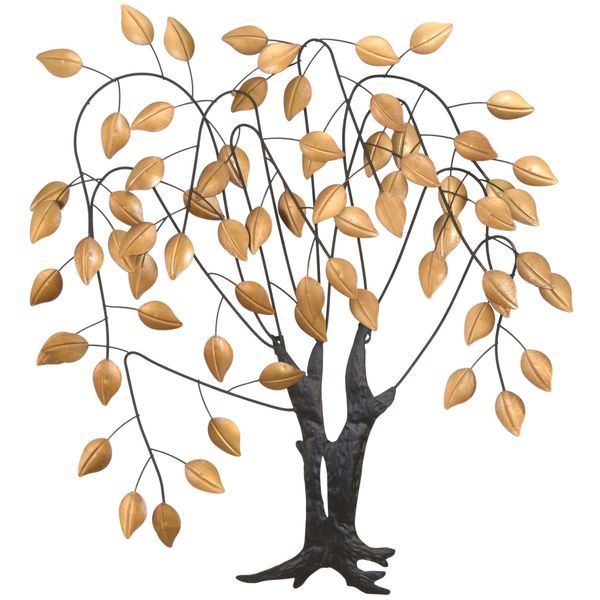 Wanddekoobjekt "Wanddekoration", Gold (Goldfarben), B:72Cm H:80Cm T:8Cm, Metall, Hofmann Living And More, Wanddekoobjekte, Baum Aus Metall, Trauerweide-image