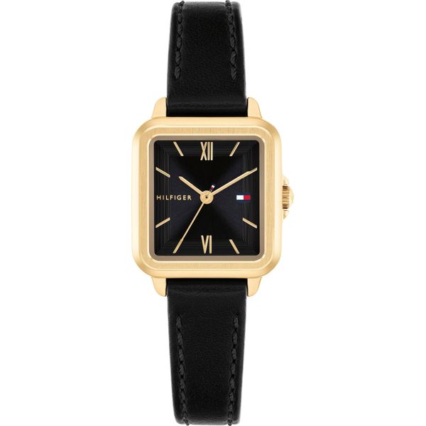 Quarzuhr Tommy Hilfiger "Mia", Schwarz (Schwarz, Schwarz), Armbanduhren, Damen, Quarzuhr, Armbanduhr, Damenuhr, Lederarmband, Analog-image