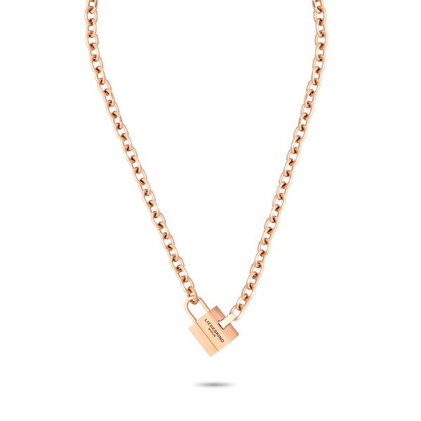 Kette Mit AnhäNger Liebeskind Berlin "Schmuck Geschenk Edelstahl Halskette The Love Bond", Rosa (RoséGoldfarben), Halsketten, Damen, Edelstahl, L: 45 B: 5Mm, B:5Mm-image