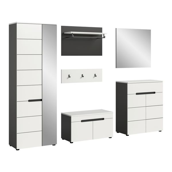 Garderobe Canu 5-Teilig Grau, Weiß-image