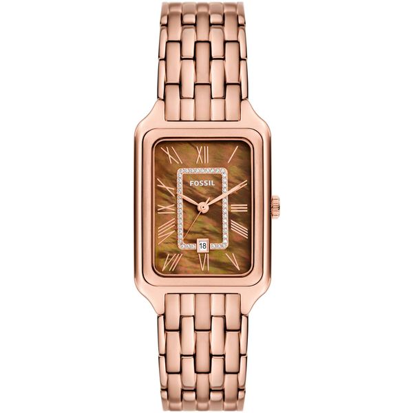 Quarzuhr Fossil "Raquel", Gold (RoséGoldfarben, Braun), Armbanduhren, Damen, Quarzuhr, Armbanduhr, Damenuhr, Datum, Analog, Edelstahlarmband-image