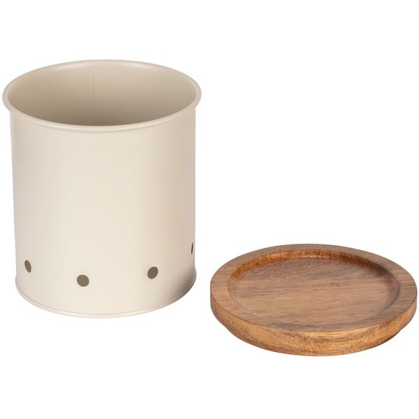Vorratsdose Wenko "Modell Aria", Beige (Creme, Natur), H:15Cm Ø:13,5Cm, Holz, Metall, LebensmittelaufbewahrungsbehäLter, Vorratsdose, Aufbewahrungsdosen FüR Lebensmittel Mit Deckel & LuftlöChern, 1,6 L-image