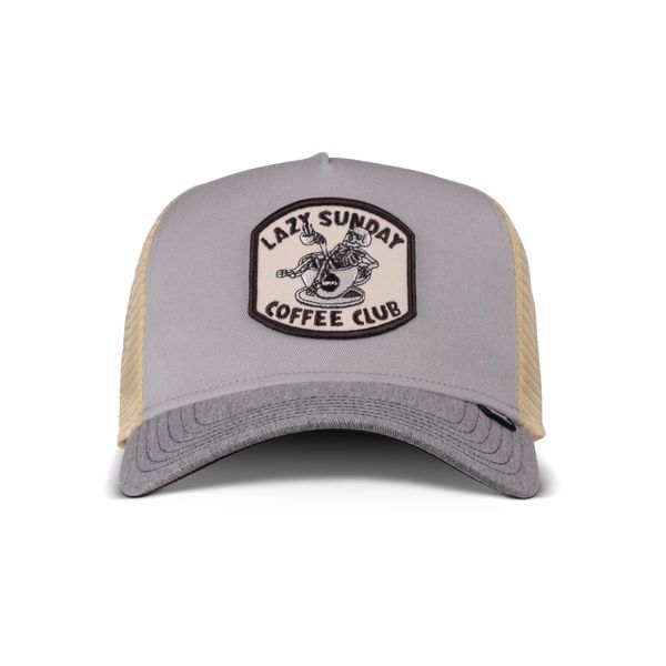 Trucker Cap Djinns "Djinns Djinns HFT Cap Coffee Club Trucker Caps", Herren, Gr. Onesize, Grau (Grau, Erdgrau), 60% Baumwolle, 40% Polyester, Caps-image