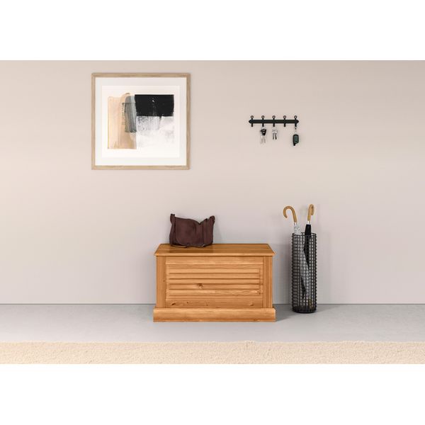 Sitztruhe Otto Home "Liotta", Beige (Natur Gebeizt, Gewachst), B:80Cm H:45Cm T:45Cm, Massivholz, SitzbäNke, Truhe Mit Stauraum-image