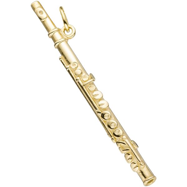 KettenanhäNger Jobo "AnhäNger Musik QuerflöTe 45 Mm", Goldfarben, SchmuckanhäNger, Damen, Silber 925 (Sterlingsilber), KettenanhäNger, 925 Silber Vergoldet-image